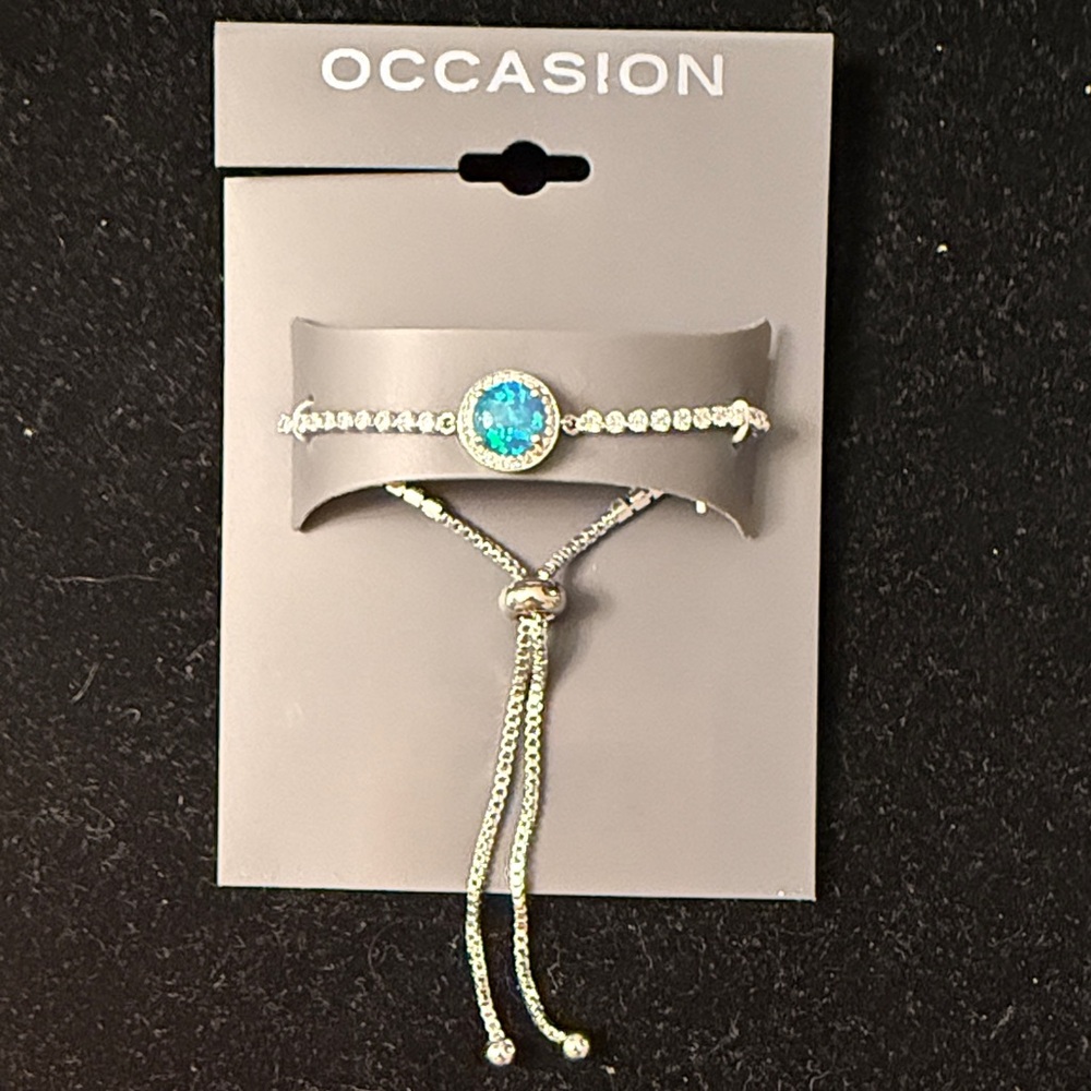 Occasion Silver Bracelet with Blue Accent